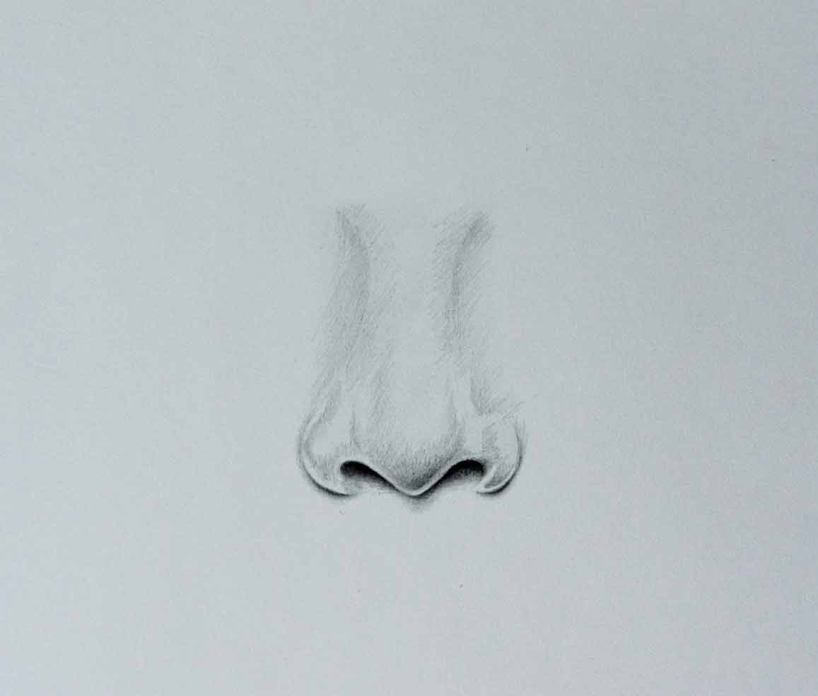Штриховка носа карандашом